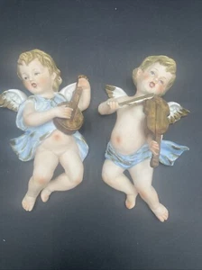 Set di 2 strumenti da gioco cherubino/angelo biscotto vintage da appendere a parete Mark 3944 - Foto 1 di 23