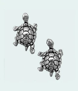Turtle Earrings Sterling Silver Posts Studs Tiny Mini Tortoise Animal - Picture 1 of 4