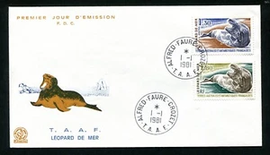 FRENCH ANTARCTIC 1981, SEA MAMMALS: SEA LEOPARD, Scott 92-93 on F.D.C. - Picture 1 of 1