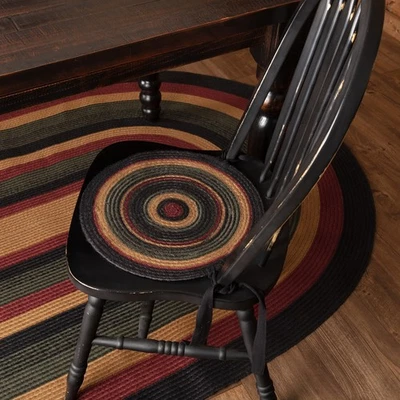 Rustic 15 in Chair Pad Set of 6 Red Wyatt Jute Kitchen Table Decor VHC Brands - Image 1 of 4