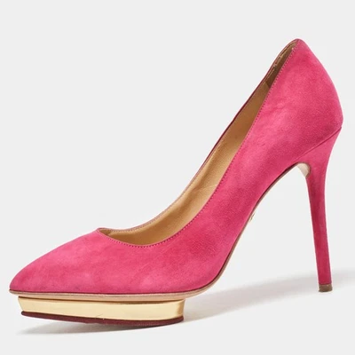 Zapatos de salón Charlotte Olympia con plataforma de gamuza rosa talla 36 Foto 1 de 4