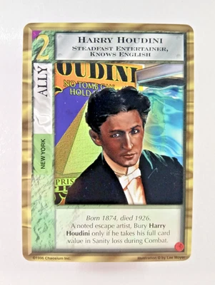 Harry Houdini - Mythos CCG card (1996 Chaosium) Standard Ally, New York Cthulhu - Image 1 of 2