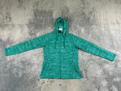 THE NORTH FACE 女式夹克中号绿色条纹全拉链连帽 — 第 1/4 张图片