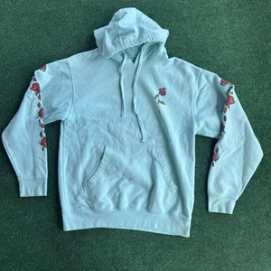 Empyre Turquoise Rose Graphic Pullover Hoodie M Women Unisex Skate Streetwear - Picture 1 of 9
