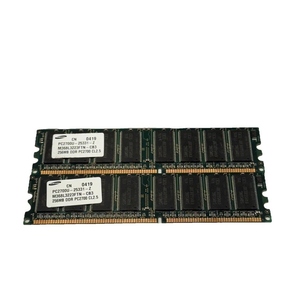 Set Of 2 SAMSUNG DDR PC2700U-25331-CB3 CL2.5  256MB RAM For Desktop/PC Aa53 - Image 1 of 2