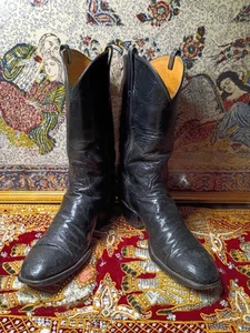 Lucchese 1883 Vtg Black Cowboy Boots Men’s 11.5 B - Picture 1 of 15