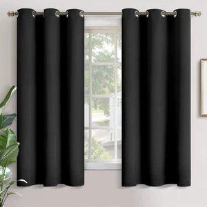 Black Blackout Curtains 63 Inches Length for Bedroom, Thermal Insulated Darke... - Picture 1 of 8