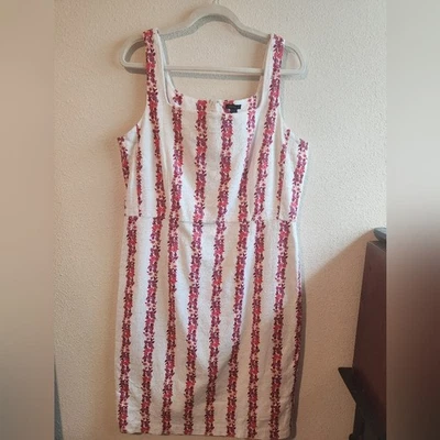 Vestido Vaina Ann Taylor Floral Cuello Cuadrado Blanco Floral Rayas Sin Mangas 14 Foto 1 de 4