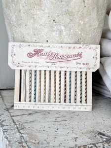 Antique CORD silk French sample swatch cards Passementerie trim black white cou - Picture 1 of 9