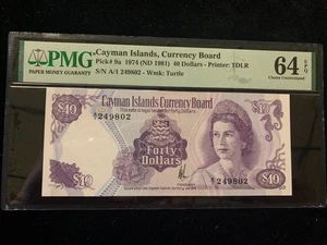 Cayman Islands 40 Dollars 1974 -- PMG Ch. UNC 64 EPQ - (946913-03) - Bild 1 von 3