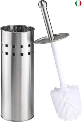 Bambelaa! - Scopino per WC con supporto, in acciaio inox, colore: argento e - Immagine 1 di 4