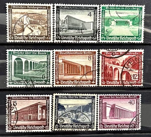 German Stamps 1936 Third Reich full set used Mi:DR 634-642 - Winter Relief /1925 - Picture 1 of 1