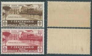 1934 REGNO ESPRESSO AEREO MEDAGLIE GOMMA SCURA 2 VALORI NO LINGUELLA - P23-8 - Picture 1 of 1