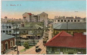 Philippines US picture postcard PPC US birdseye street view Manila Trams unused - Picture 1 of 2