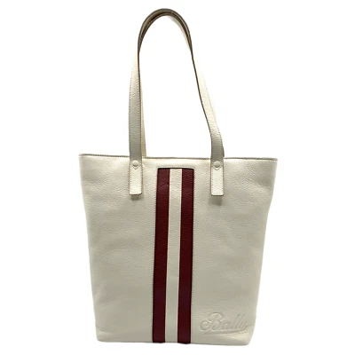 BALLY WOMEN TOTE BAG STYLE TESS.TSP/13 IN WHITE BONE 15 WITH BALLY STRIPE STRAP - Image 1 of 4
