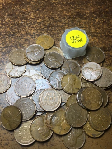 1936-P LINCOLN WHEAT CENT PENNY ROLL, HIGH GRADE!! VF-XF!!!!! Cover
