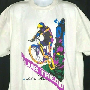 Vtg Club Tread Mountain Biking T-Shirt size 2XL Mens Dewitt Pop Art 1993 USA NOS - Picture 1 of 4