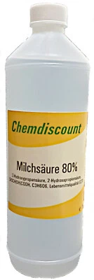 CHEMDISCOUNT 1Liter L(+) Milchsäure 80% in Lebensmittelqualität E270, versandkostenfrei!