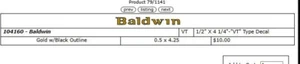 Baldwin Adhesive Back Fallboard Decal - Picture 1 of 2