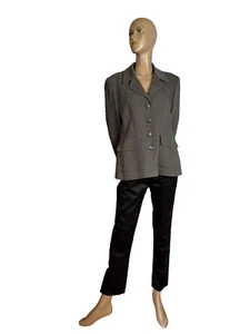Kenzo Blazer Gr. 42 Tweed Wolle Viskose grau schwarz tailliert Vintage Jacke - Picture 1 of 9