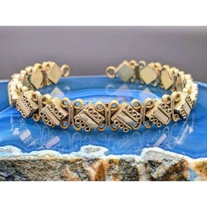 Victorian Egyptian Revival Gold-filled Slide Cuff Bracelet Antique Wedding - Picture 1 of 6