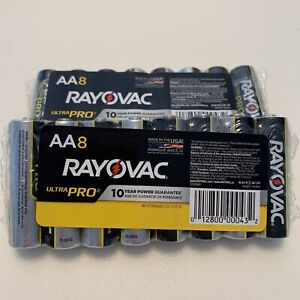 2 Pack Rayovac Ultra Pro Alkaline AA Batteries 16 Total ALAA-8J EXP 12/2032 New