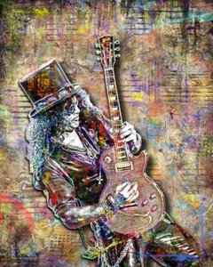 Guns N Roses Slash 8x10in Poster, SLASH Tribute Art Print 3 Free Shipping US - Picture 1 of 5