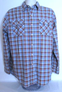 Camisa Timberland Para Hombre Grande Óxido y Azul A Cuadros Abotonada - Imagen 1 de 8