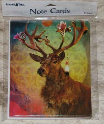LEANIN TREE "Wild Spirits Deer"~Pack of 8 Notecards #35596~Blank~DellaGrottaglia - Image 1 of 2