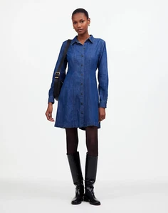 Madewell Dress Denim Seamed Mini Button Up Front in Clearfield Wash Sz 8 NWT New - Picture 1 of 14