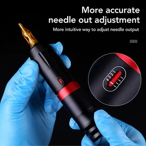 (Black) Tattoo Pen Machine Kit Powerful Motor Tattoo Wireless Power - Bild 1 von 24