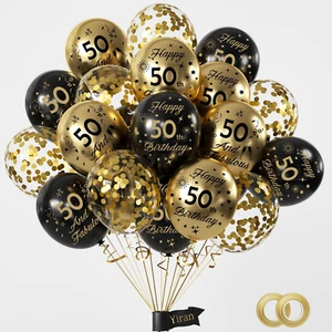 Palloncini Compleanno 50 Anni Neri Oro, Decorazioni Festa Compleanno Decorazioni - Foto 1 di 12