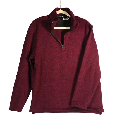 Beverly Hills Polo Club Maroon Burgundy Sweater Mens Size M 1/4 Zip Fleece Lined - Image 1 of 4