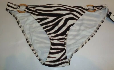 Ralph Lauren Talla Grande Marrón Blanco Nuevo Mujer Anillo Lateral Bikini Parte Inferior Traje de Baño Foto 1 de 4