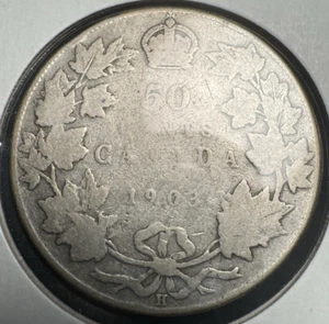 1903 H 50 CENTS CANADA HALF DOLLAR LOW MINTAGE YEAR! - Bild 1 von 4