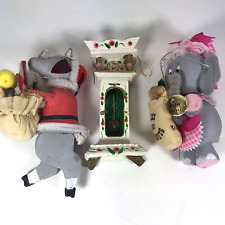 3 Kurt S Adler 1979 Christmas Ornaments Santa Mouse Elephant Grandfather Clock