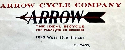 1920s ARROW CYCLE COMPANY Letterhead - Image 1 of 2