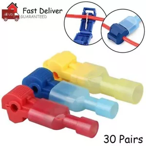 60PCS Insulated 22-10 AWG T-Taps Quick Splice Wire Terminal Connectors Combo Kit - Picture 1 of 4