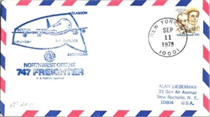 Northwest First Flight Nueva York - Ámsterdam Países Bajos 1979 Boeing 747F Carga - Imagen 1 de 2