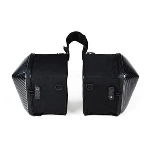 1Pair Waterproof Motorcycle Saddlebags Helmet Side Bag Tail Luggage Suitcase 30L - Picture 1 of 23