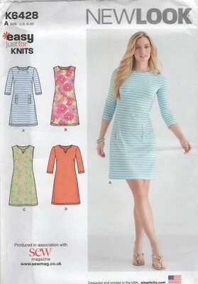 New Look Sewing Pattern 6428 EASY Dress for Knit Fabrics, A-line, Size 8-20 New - Image 1 of 4