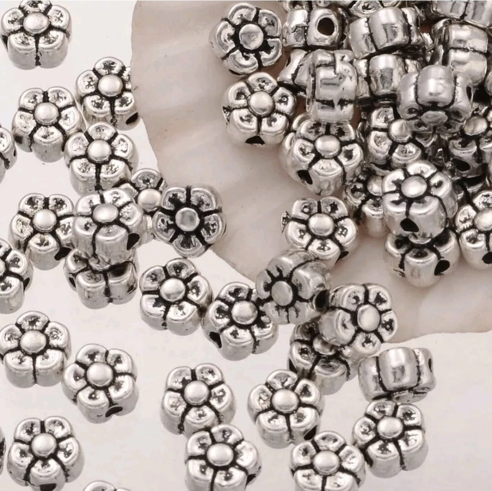 Tibetan  Silver flower Spacer beads for jewelry making. DIY - Image 1 of 1