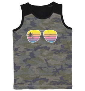 Sunglasses - Palm Tree Silhouette Ocean Beach Vacation Youth Contrast Tank Top - Picture 1 of 7