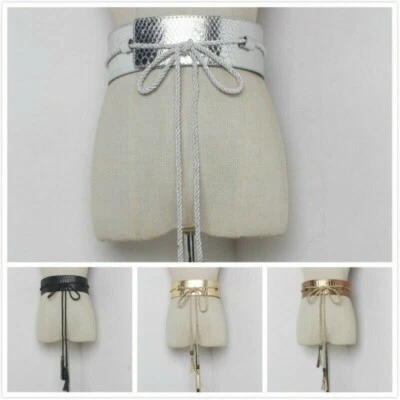 Donna Largo Corsetto Cinturino Cinture Similpelle Fascia con Lacci Cinture - Immagine 1 di 4