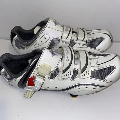 Specialized BG Zapatos de Ciclismo Blanco Púrpura 38.5 8US Hombre’s 3 Pernos Foto 1 de 4