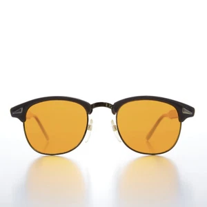 Browline Classic Sunglass with Amber Lens Black Frame -Eaton - Picture 1 of 3