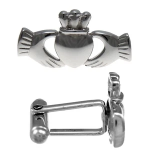Sterling silver Claddagh Irish cufflinks for Men with gift box - Picture 1 of 6