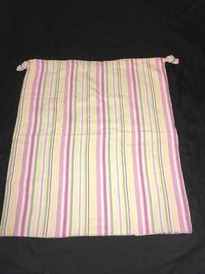 Bolsa de lavandería Pottery Barn Kids rosa verde amarillo a rayas forro cesta 30" H X 26" W Foto 1 de 4