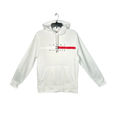 Tommy Hilfiger Hombre Pullover Polar Sudadera con Capucha Sudadera Talla M Blanco Bandera Rayas Foto 1 de 4