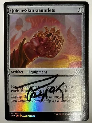 MTG Magic Golem-Skin Gauntlets FOIL Signed Sketched Artist Proof x1 2XM Pollack - Image 1 of 2